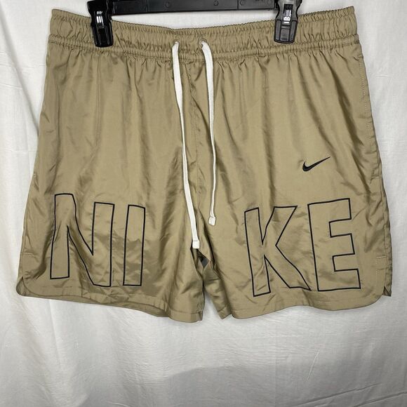 Nike NSW Woven Flow Shorts Men's Size XL Swim Athletic Elastic Pockets Logo Tan - Picture 3 of 13